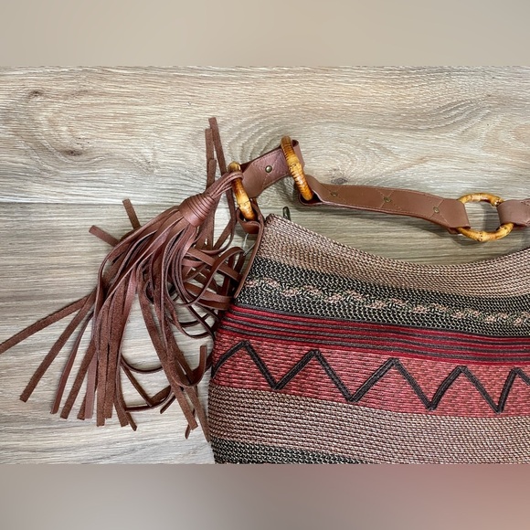 ERIC JAVITS NEW YORK Woven Boho Tassel Hobo Bag LNC FIRM - Picture 3 of 6